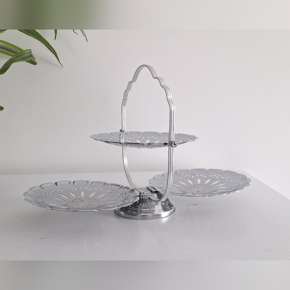 Vintage Chrome-plated metal display trays